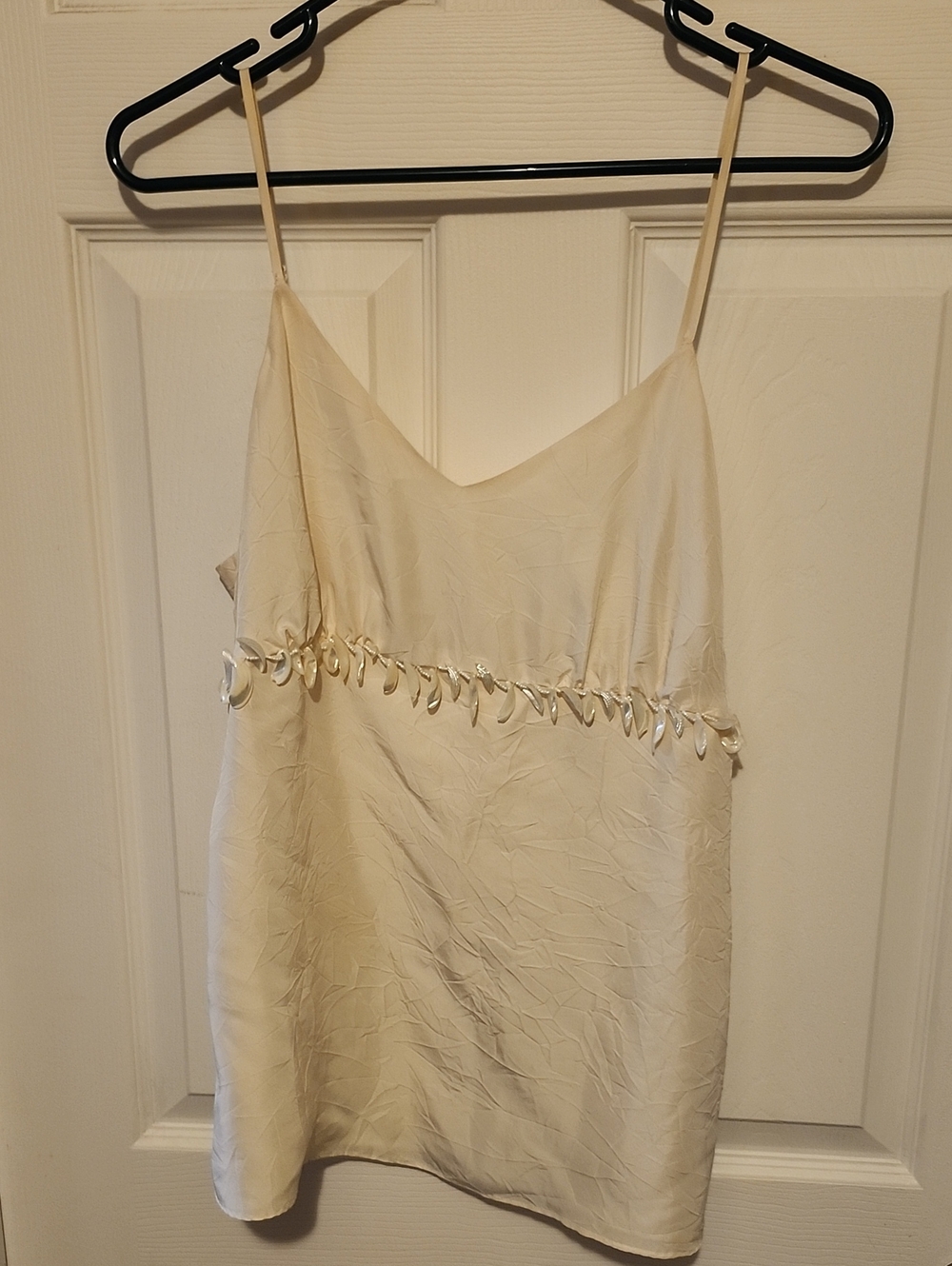 WHBM 100% Silk Blouse With Sea Shell Embelishments